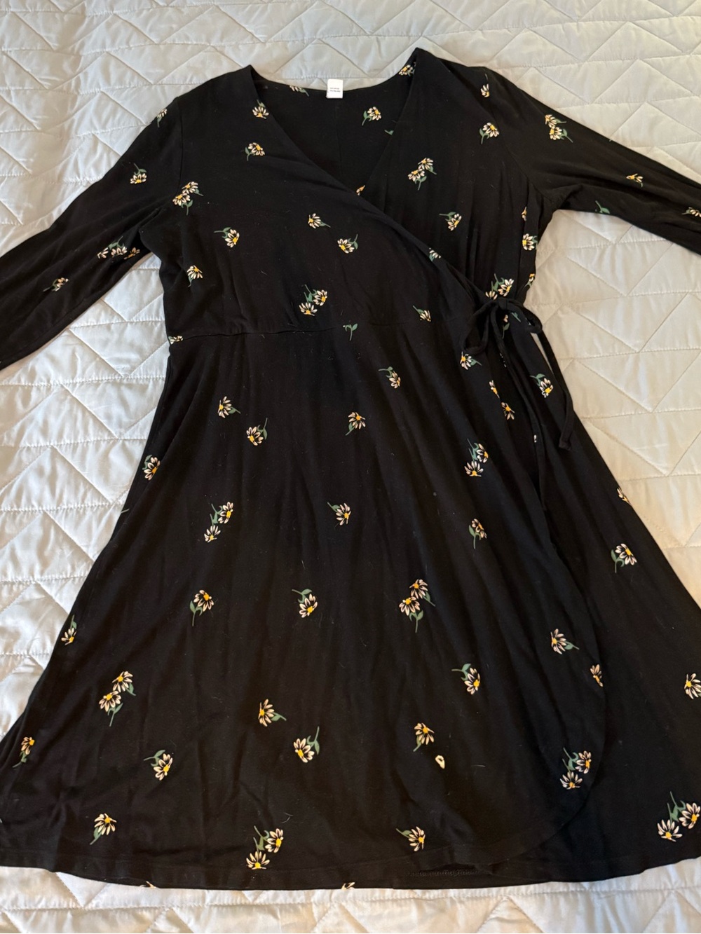 Old Navy Black Floral Wrap Dress with Yellow and Green flowers - Women